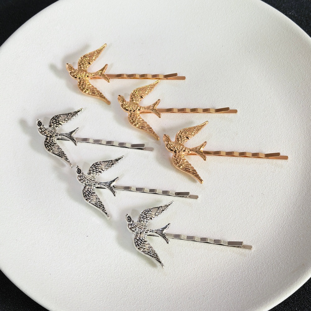 Vintage Fashion Ai - Antique Metal Flying Bird Hair Pins