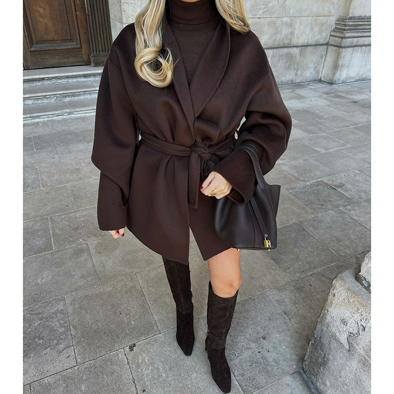 Vintage Fashion Postcards - Fashion Woolen Single Breasted Belts Coat