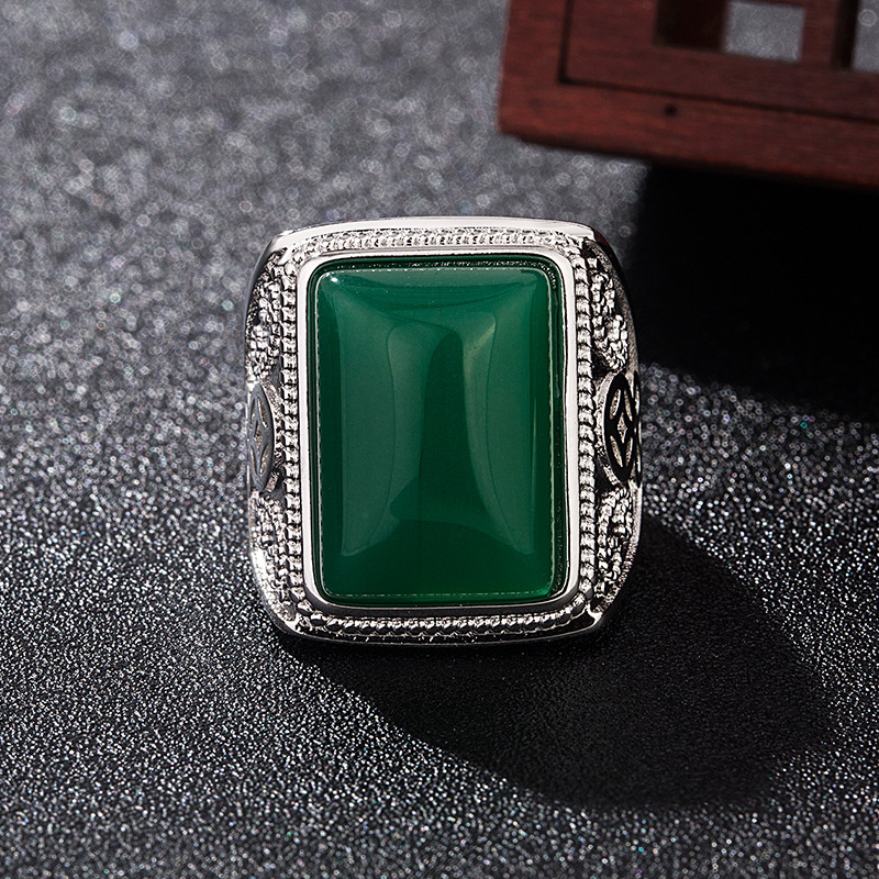Vintage Fashion - Green Natural Jade Rings Real Jewelry