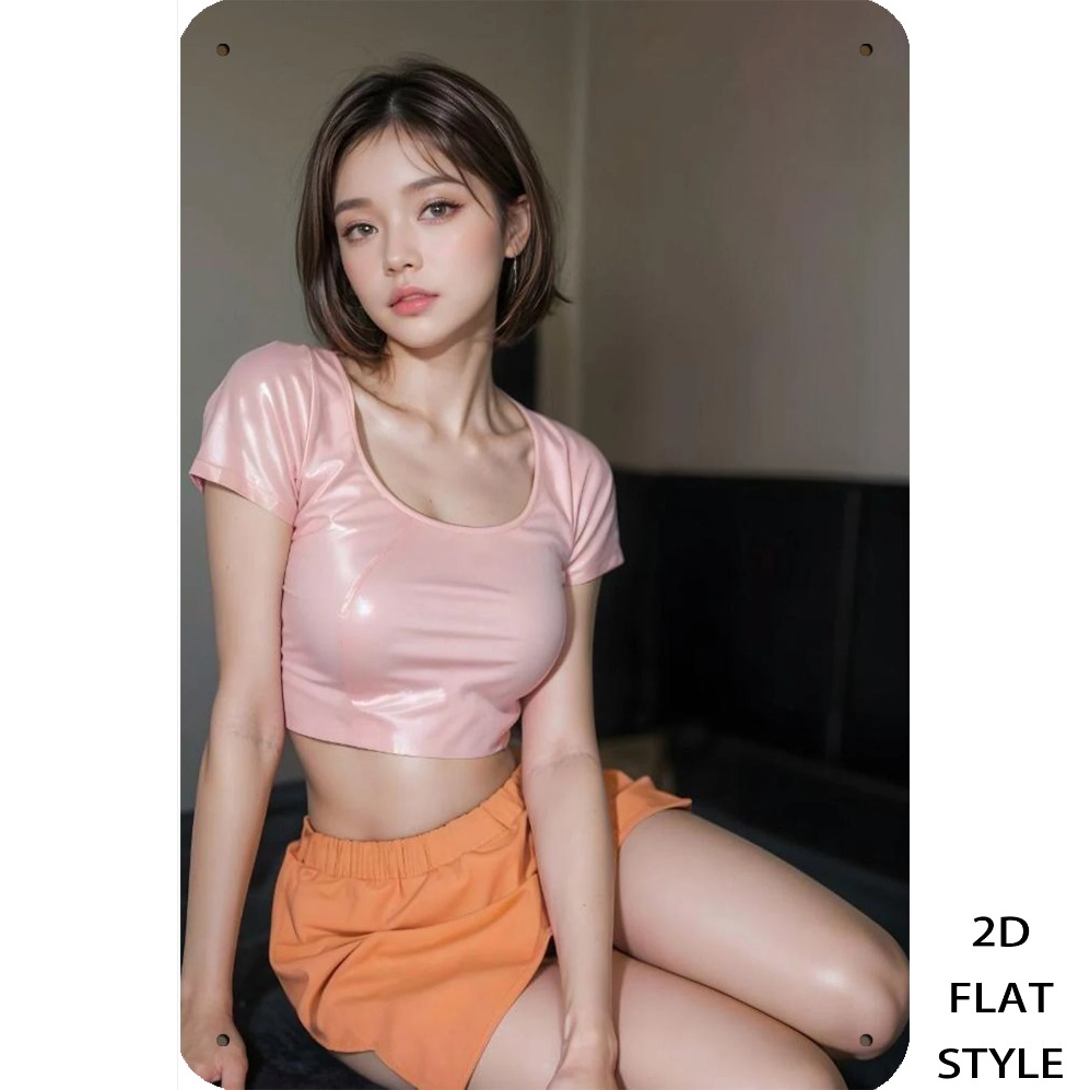 Vintage Fashion Labels - 2D Flat Style Fashion Women Figure