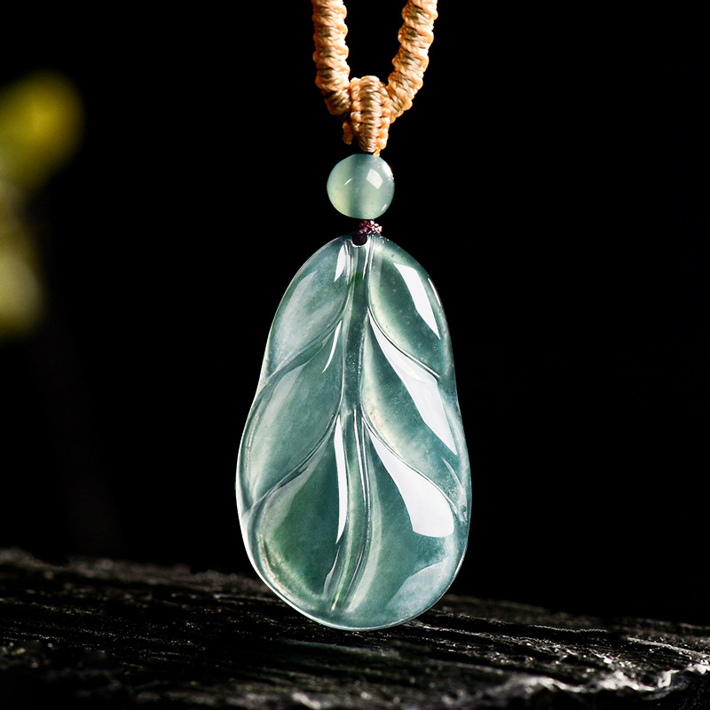 Vintage Fashion - Myanmar Jadeite Leaf Pendant Gifts for