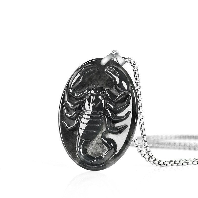 Vintage Fashion For Women - Myanmar Jadeite Scorpion Pendant Necklace Luxury