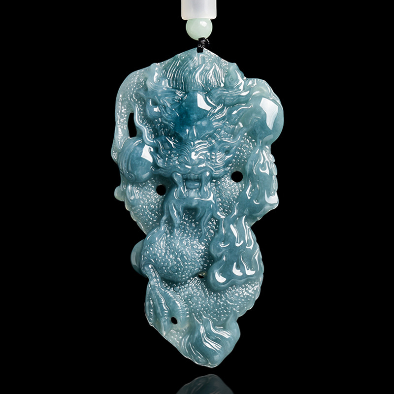 Vintage Fashion - Myanmar Jadeite Dragon Pendant Necklace Stone