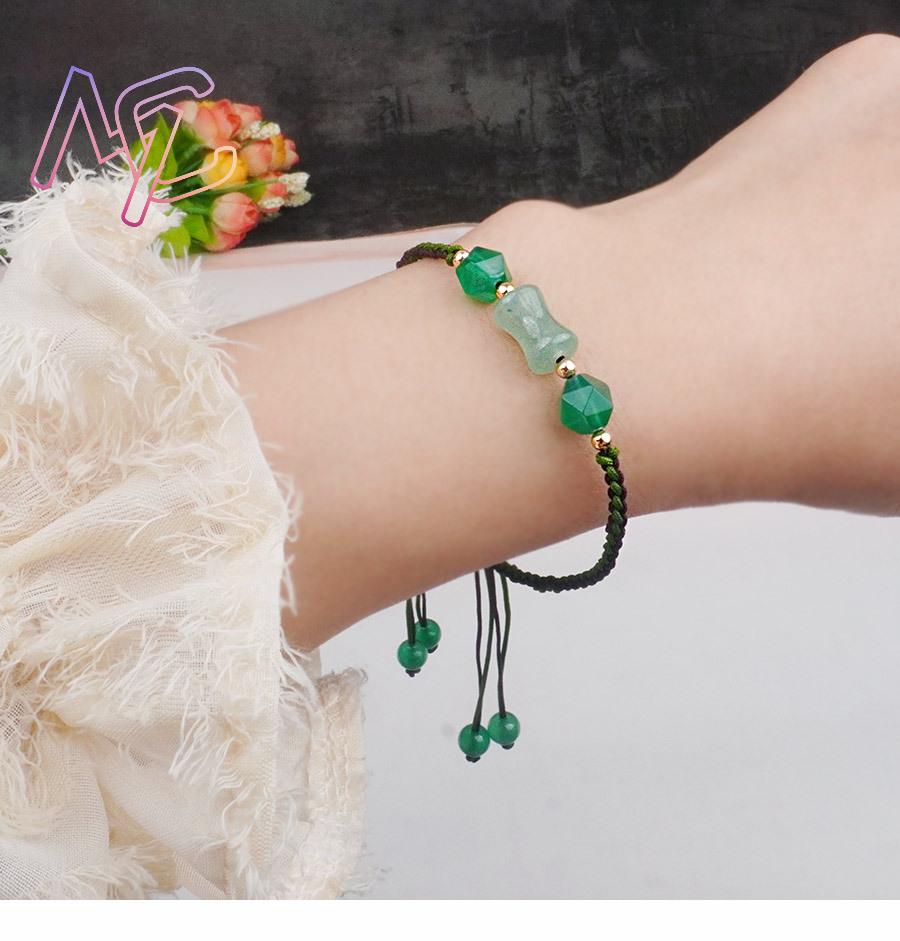 Green Natural Jade Beads Brace - Vintage Fashion 评论和价格