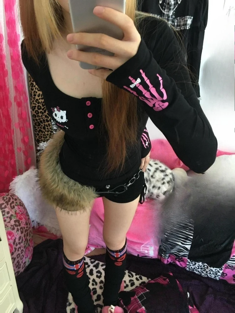 Y2K Vintage Cartoon Print T-Sh - Vintage Fashion For Women 评论和价格