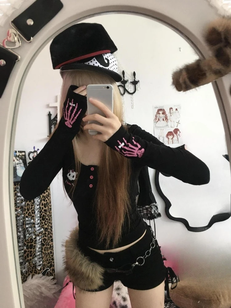 Y2K Vintage Cartoon Print T-Sh - Vintage Fashion For Women 评论和价格