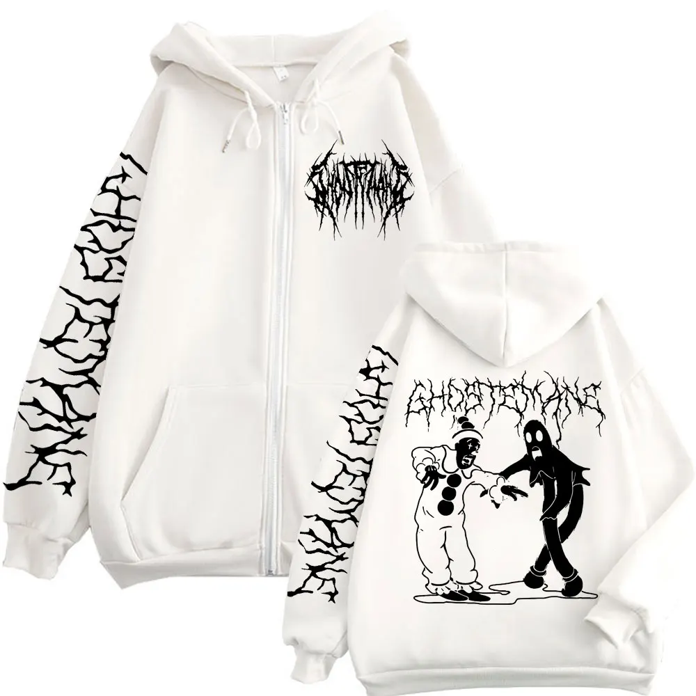 Ghostemane Print Zipper Hoodie - Vintage Fashion Pop Up 评论和价格