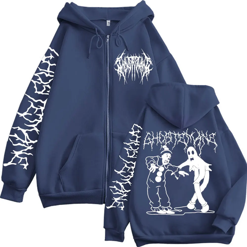 Ghostemane Print Zipper Hoodie - Vintage Fashion Pop Up 评论和价格