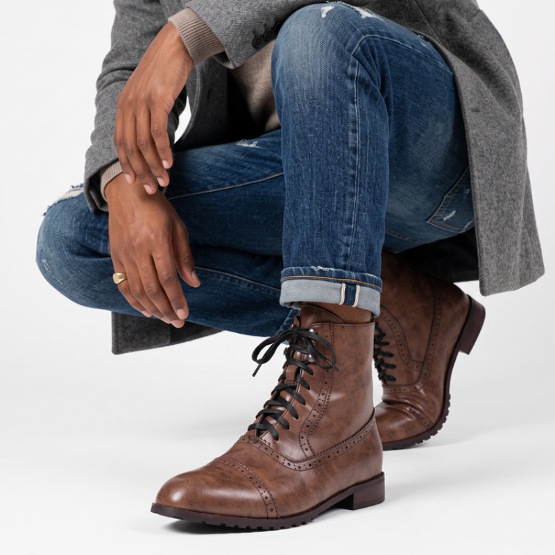 Women Retro Lace-up Leather Fa - Vintage Fashion Rome 评论和价格
