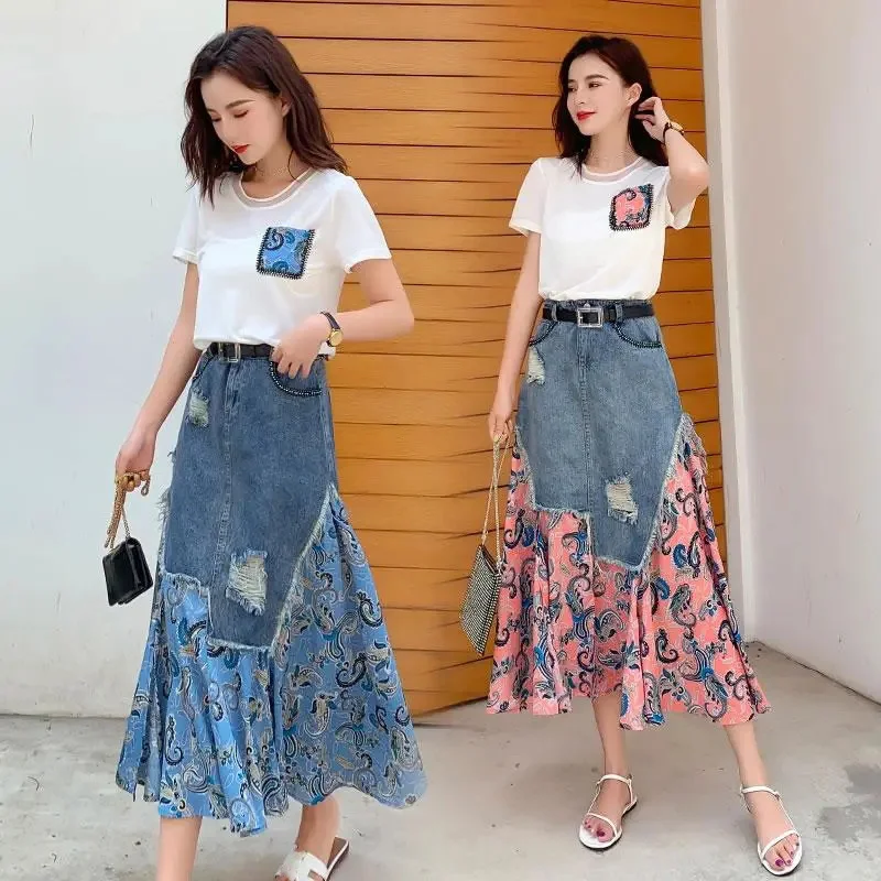 Summer High Waist Long Skirts  - Denim Skirt Midi Vintage 评论和价格