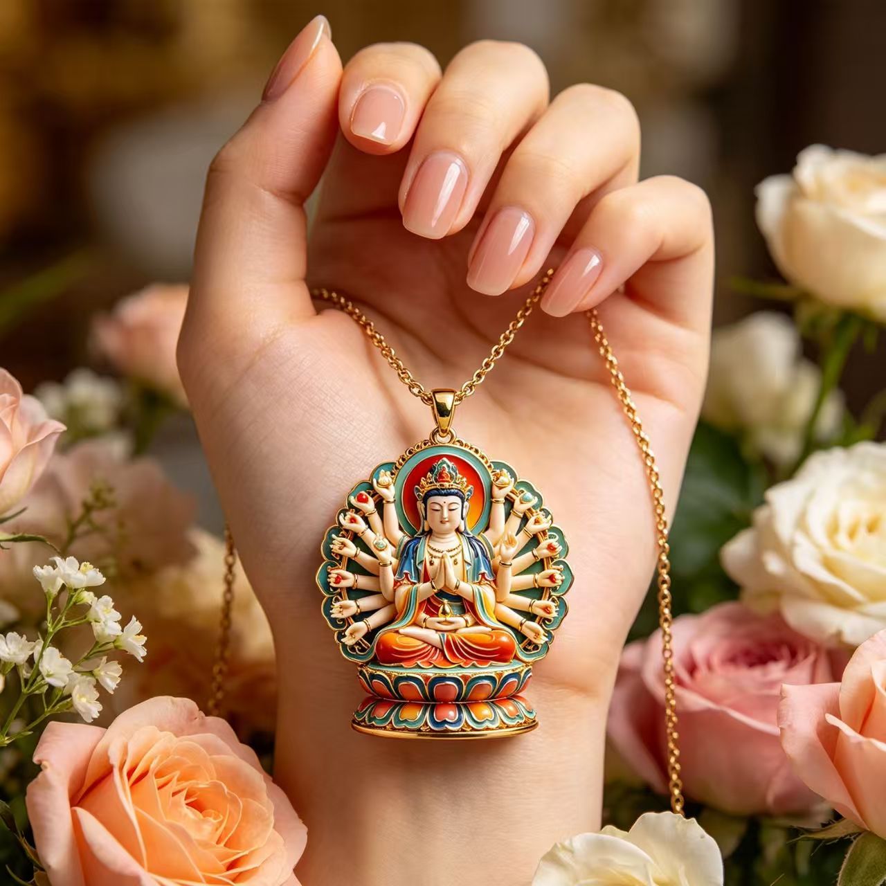 3D Relief Thousand-Hand Guanyi - Vintage Fashion Meaning 评论和价格