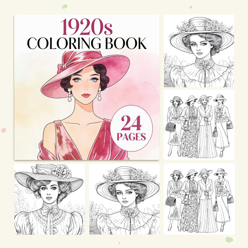 1920s Coloring Book 24 Pages V - Vintage Fashion Coloring Pages 评论和价格