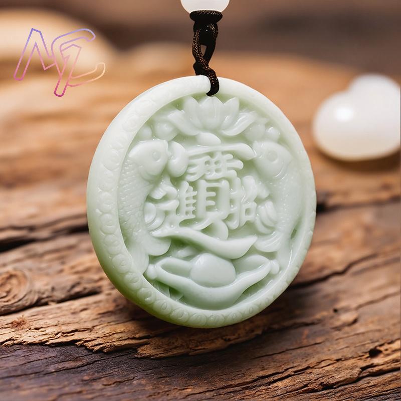 Green Real Jade Carp Fish Pend - Vintage Fashion 评论和价格