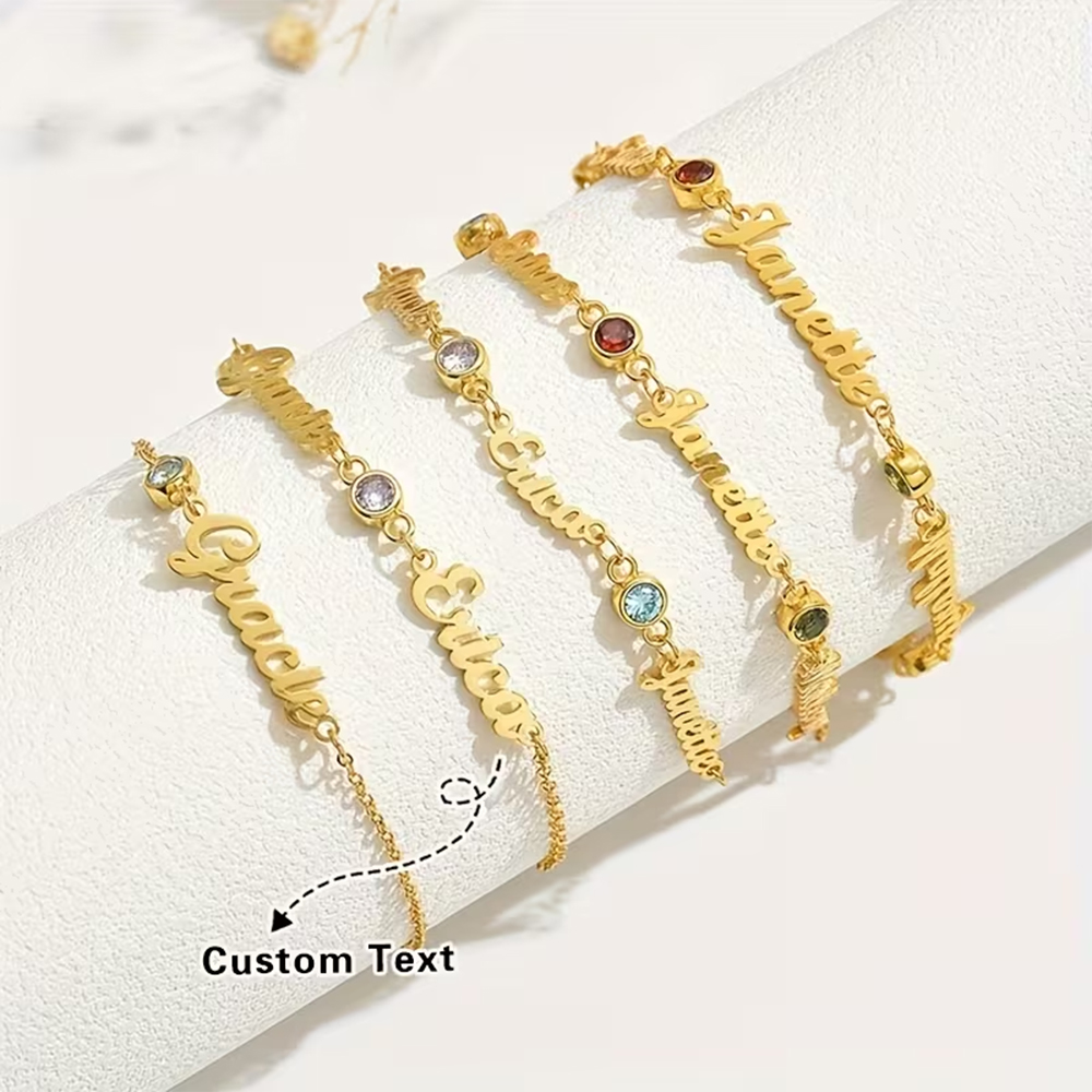 Custom Name Birthstone Bracele - Vintage Fashion Meaning 评论和价格