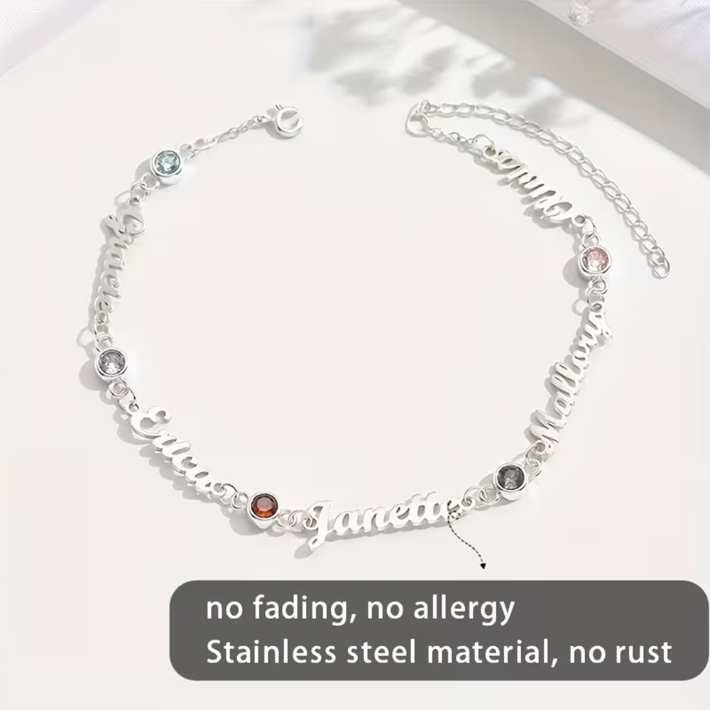 Custom Name Birthstone Bracele - Vintage Fashion Meaning 评论和价格