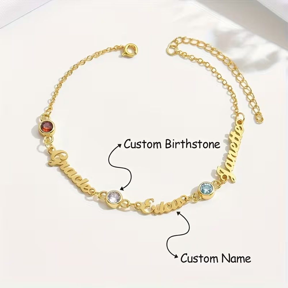 Custom Name Birthstone Bracele - Vintage Fashion Meaning 评论和价格