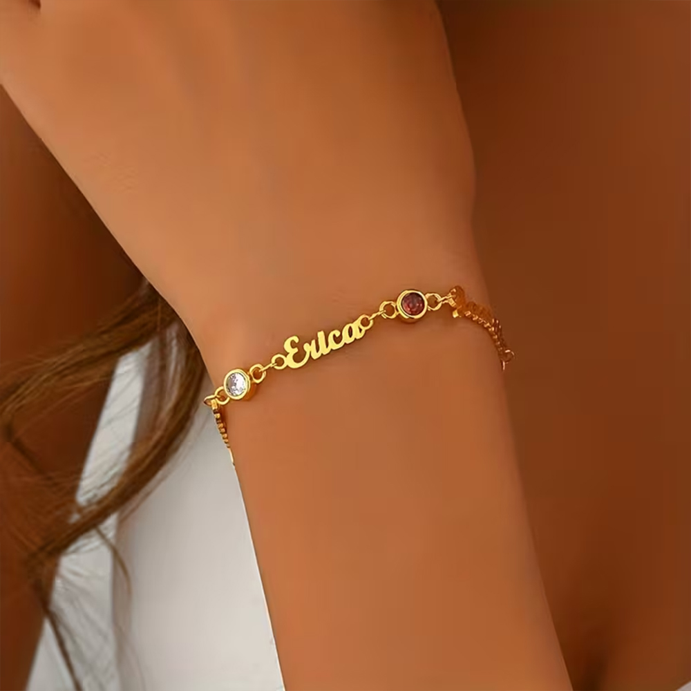 Custom Name Birthstone Bracele - Vintage Fashion Meaning 评论和价格