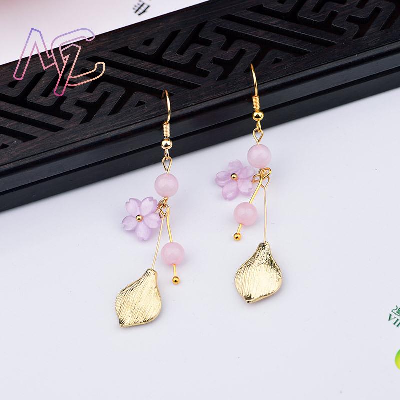 Pink Natural Jade Flower Earri - Vintage Fashion For Women 评论和价格