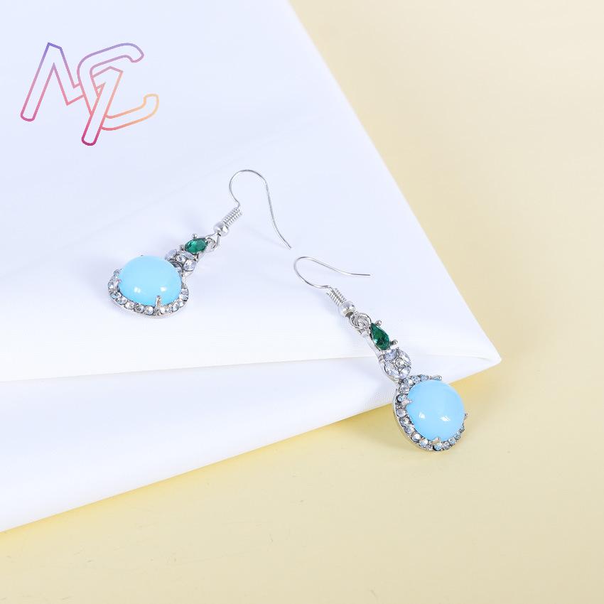 Blue Natural Jade Earrings Vin - Vintage Fashion 评论和价格