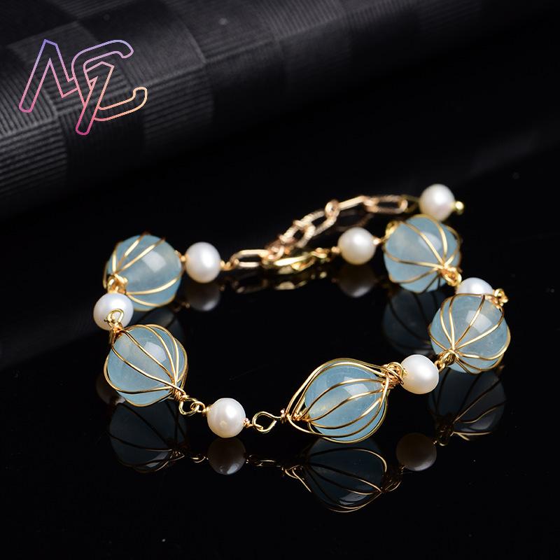 Blue Natural Jade Bead Earring - Vintage Fashion 评论和价格