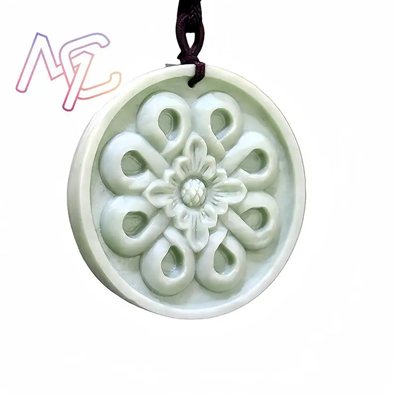 Natural Real Jade Flower Penda - Vintage Fashion 评论和价格
