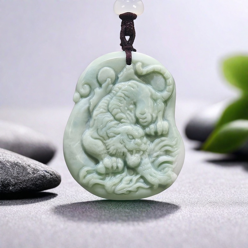 Green Natural Real Jade Tiger  - Vintage Fashion For Women 评论和价格